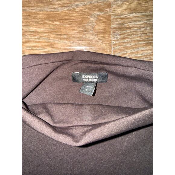 Express Body Contour Long Sleeve Mock Neck Bodysuit Brown Size L Stretch - Picture 2 of 4